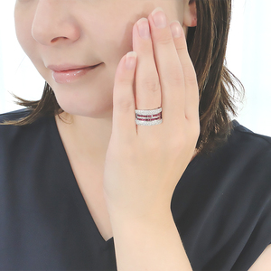 指輪 プラチナ PT900 ルビー スクエア パヴェ ダイヤモンド 0.83ct レディース リング ゴージャス 誕生石 レール 幅広 ジュエリー【f268-pt-ru】 ALPAZ142