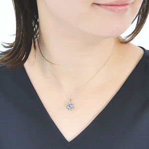 ネックレス プラチナ PT900 マルチカラー 青系 ドーム パヴェ カラーストーン ペンダント サファイア アメジスト タンザナイト ブルートパーズ ジュエリー【f269-b-pt】 ALPAZ143