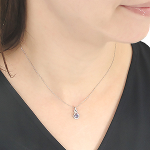 ネックレス プラチナ PT900 タンザナイト ダイヤモンド 0.18ct ペンダント ドロップ つゆ 雫 誕生石 色石 カラーストーン ジュエリー【f279-pt-ta】 ALPAZ150