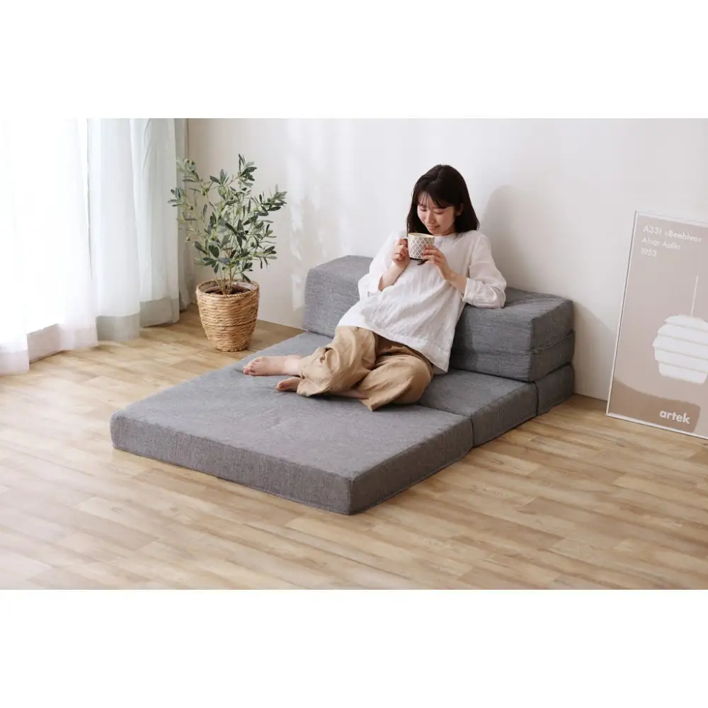ソファ 1人掛け マットレス シングル 厚さ12cm 4WAY  アイリスオーヤマ 硬め SMTB4-S グレー 【プロファイル加工 ウレタン 4WAY】｜ ソファ 新生活 ひとり暮らし