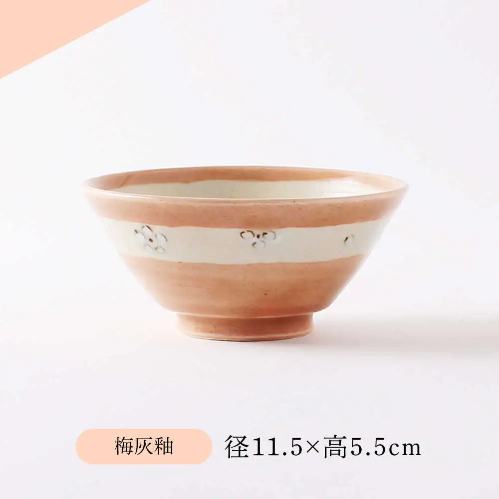 【美濃焼】 アイネズ・梅灰釉花紋 ペア飯碗 【不動窯】茶碗 食器 夫婦 [MAR034]