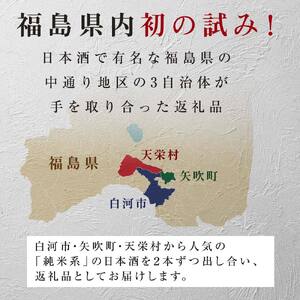 【定期便】ふくしまの日本酒 3市町村の純米酒 3ヶ月連続お届け (白河市・矢吹町・天栄村) F21T-465