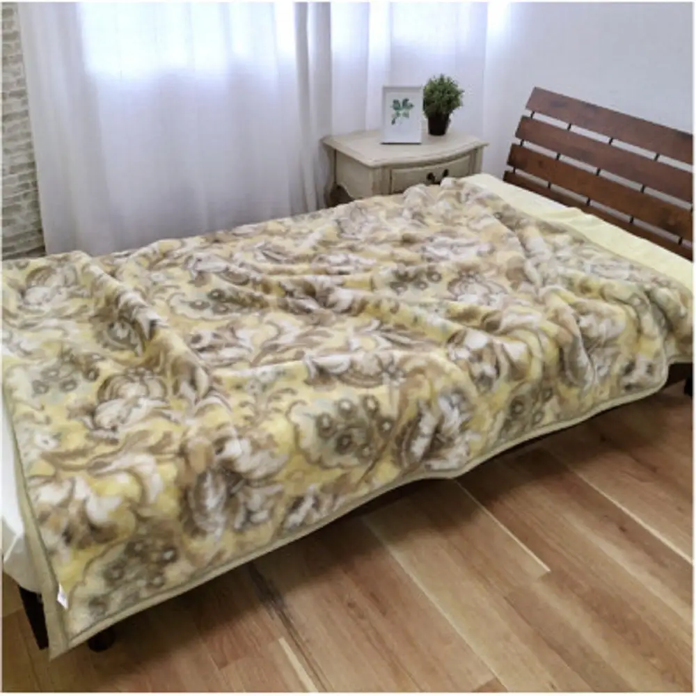 ［2枚組］吸湿発熱あったかボリューム2枚合わせ毛布 シングル 約140×200cm ×1セット（ベージュ1枚・グリーン1枚） JM-2201-2P