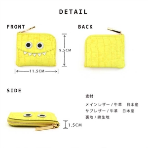 【 クロコ型モンスターmini / 全14色 】 クロコダイル型押しレザー / 思わず誰かに見せたくなるモンスターコンパクトミニL字財布【 モンスターver. 】 【 全14色 】 名刺入れ ミラーゴールド