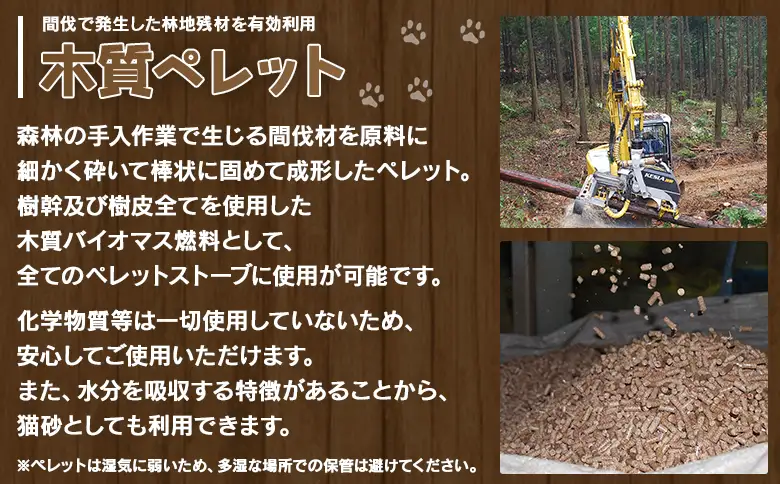 【生産終了のため在庫限り】＜西予市木質ペレット 約20kg (全木)＞ 木材 木製 ウッド ストーブ ペレットストーブ 燃料 猫砂 ネコ砂 ねこすな ねこ砂 ペット トイレ 間伐材使用 自然素材 ペット用品 国産 SDGs エフシー 愛媛県 西予市【常温】『1か月以内に順次出荷』SEF0003