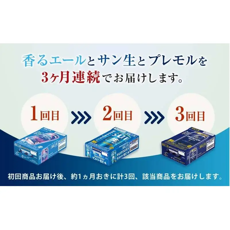 FK7-0529_【3回定期便】サントリービール3種のバラエティ定期便B ザ・プレミアム・モルツ香るエール/サントリー生ビール/ザ・プレミアム・モルツ 熊本県 嘉島町 ビール