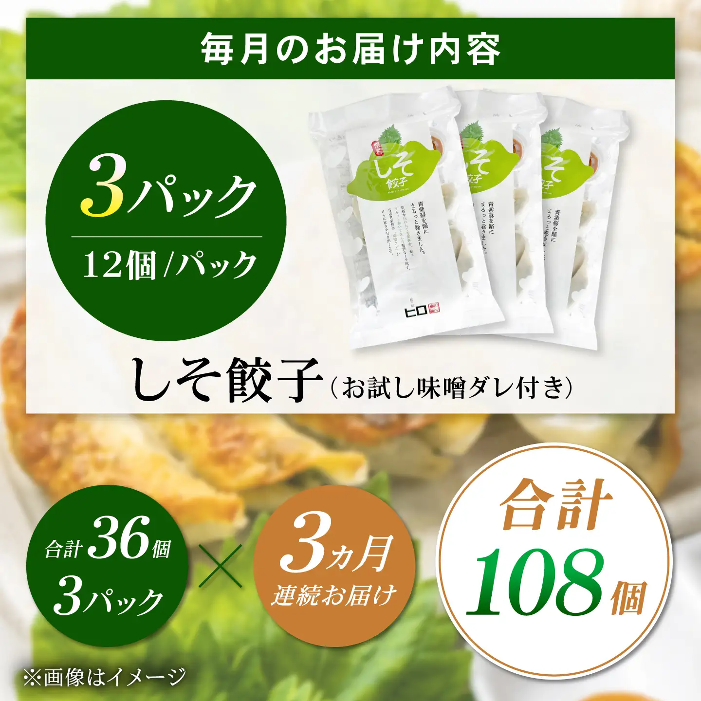 【全3回定期便】【3パック】餃子屋ヒロの 人気のしそ餃子 ぎょうざ[BDAS010]