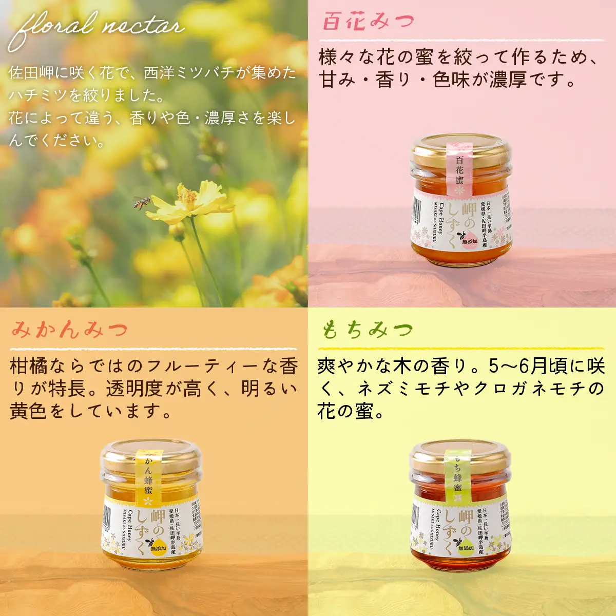 岬のはちみつ3種セット（みかん・百花蜜・もち） IKTC001 