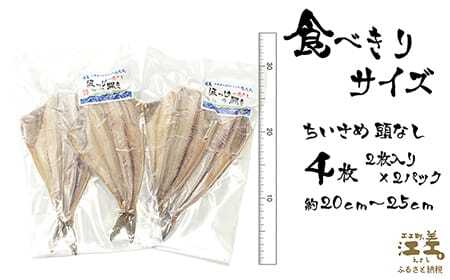 ＼配送時期指定可／北海道かもめ島特産 とった漁師が自らつくる こだわりのほっけの開き ちいさめ 4枚（2枚入×2袋）　約20cm～25cm　食べきりサイズ　甘塩　漁師直送　北海道日本海のホッケ　一夜干し　魚の干物　国産