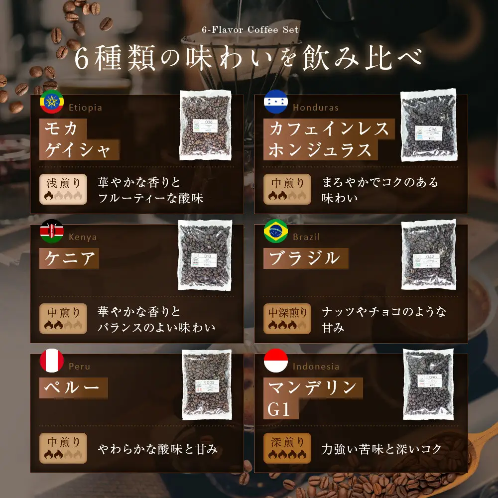 【粉】コーヒー 100g×6種類セット 注文後焙煎 コーヒー