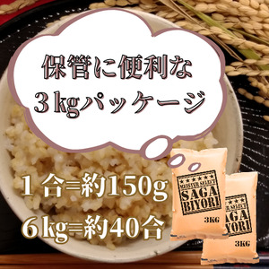 CIB87_令和７年産【（新米）11月以降発送】【玄米】さがびより６ｋｇ（３ｋｇ×２袋）【五つ星お米マイスター厳選！】