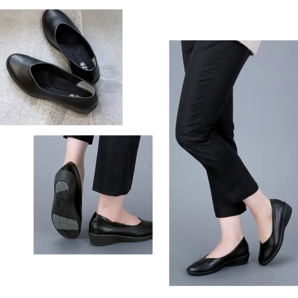 4078 パンプス ブラック 24.0cm パンジー 日本製 歩きやすい 痛くなりにくい ローヒール 黒 人気  オフィスシューズ 靴