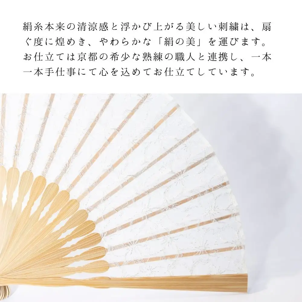 【伊と幸】《白生地の老舗が贈る》透扇子(桜重ね/銀)