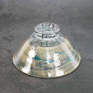  ガラス抹茶碗（金箔扇茶碗ブルー）| 抹茶 抹茶