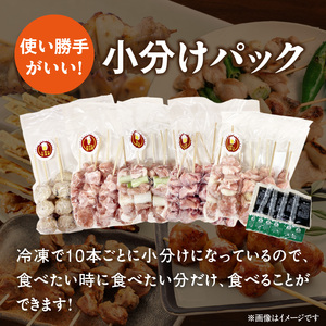 【大満足セット】冷凍国産鶏 焼き鳥串 人気の5種 合計50本セット 小分け パック [129T07]