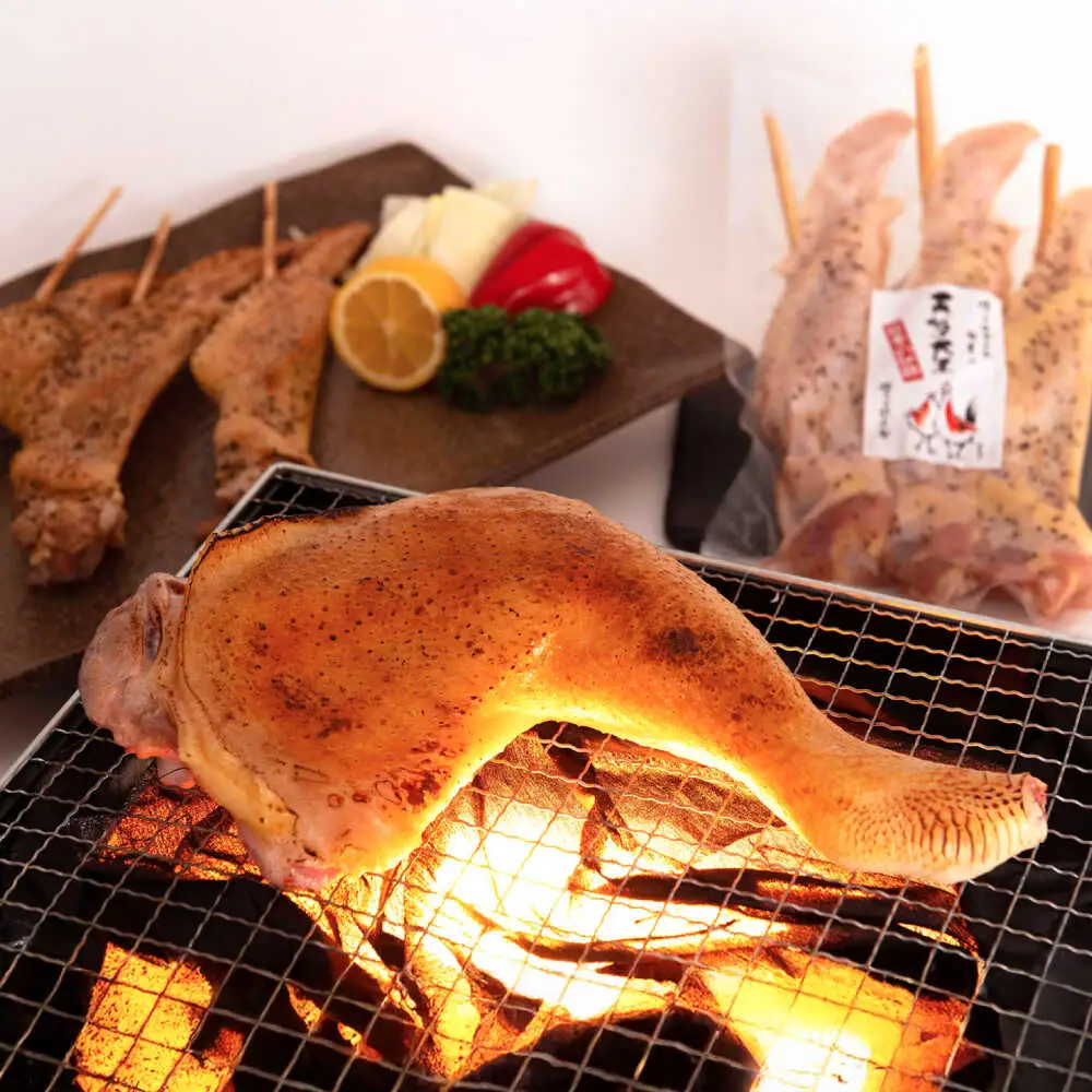 天草大王【山賊セット】幻の鶏 キャンプ BBQ 骨付き もも肉 約800g!! 大手羽先 3本×2セット 鶏肉[AYAN035]