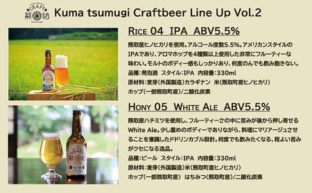 Kuma Tsumugi クラフトビ－ル【飲み比べ４種（Blueberry 02　Dry１本、Blueberry 03　Sour１本、Rice 04　IPA２本、Hony05　White Ale２本）　計６本セット】（041_5001）