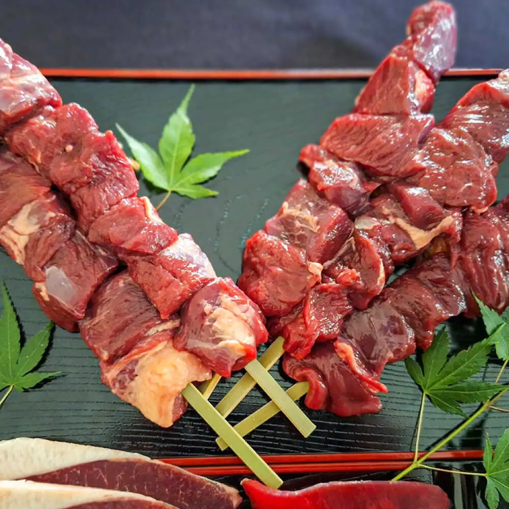 鹿BBQセット 5～6人前 (鹿スライス150g×3パック/鹿串75g×5本)  ジビエ 鹿肉 大分県 日田市 焼肉 BBQ [ARDE002]
