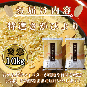 CIC37_『新米予約』令和７年産　特選さがびより【玄米】10㎏(５㎏×２袋)　※新米収穫後11月以降発送