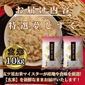 CIC51_『新米予約』令和７年産　特選夢しずく【玄米】10㎏(５㎏×２袋)　※新米収穫後10月以降発送