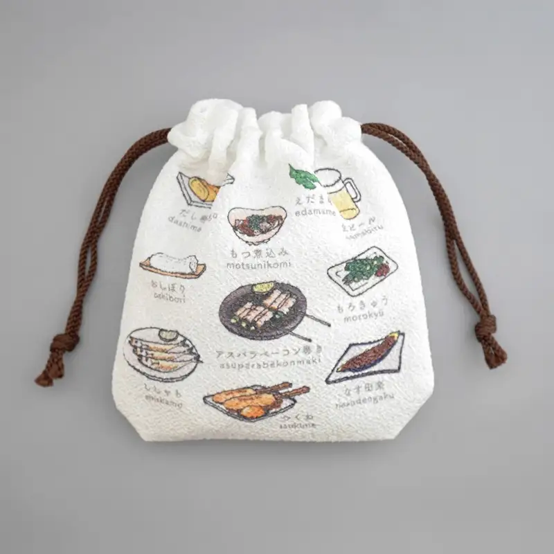 丹後ちりめん　にほんご巾着「izakaya（居酒屋）」 サイズ：約13.5cm×17.5cm