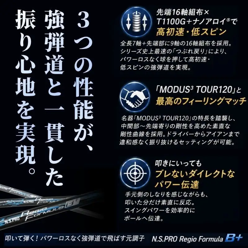 【9月30日受付終了】【日本シャフト】ドライバー用「カーボンシャフト」（N.S.PRO Regio Formula B+） 雑貨 日用品  B+ TYPE65-X（8）