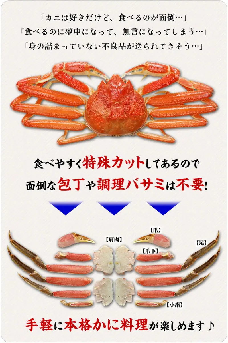 【12月1日～25日着(指定日不可)】カット 生ずわい蟹 700g×3 [024-c018] かに