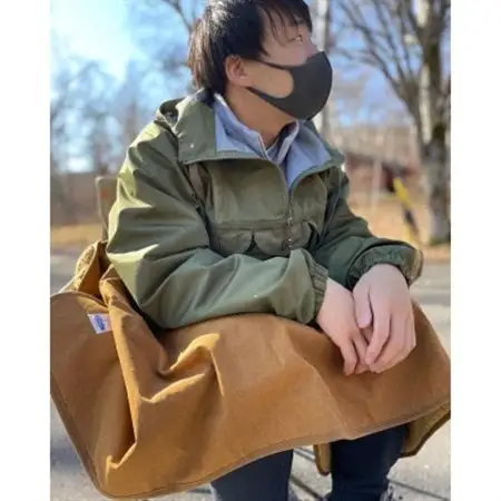 キャンプ、焚火に　アルバートン社の難燃ブランケット　赤外線を吸収して発熱するボア　ネイビー【1332037】