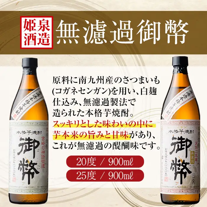 本格芋焼酎飲み比べセット(6種・720ml×3本・900ml×3本) 酒 お酒 焼酎 芋焼酎 いも焼酎 さつまいも アルコール 宮崎限定 【HM045】【姫泉酒造合資会社】