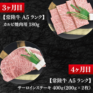 【4か月定期便】A5ランク常陸牛　食べ比べ　定期便コースA（EK-78）