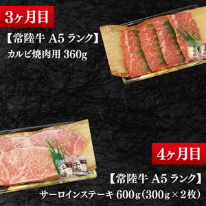 【4か月定期便】A5ランク常陸牛　食べ比べ　定期便コースB（EK-79）