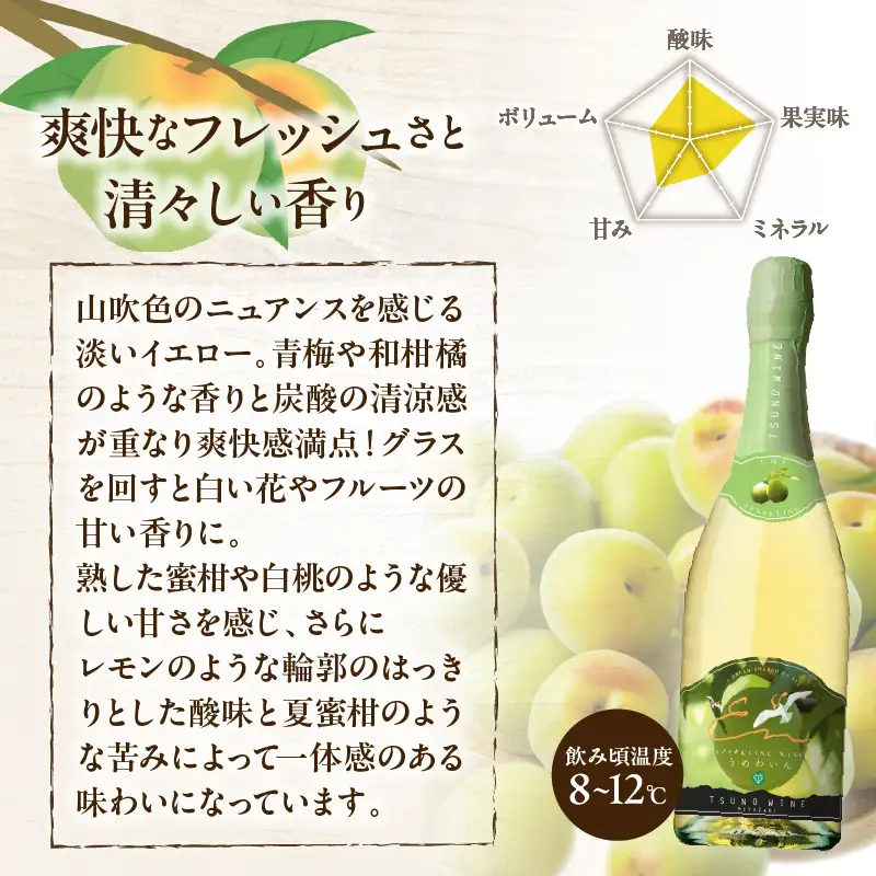 【数量限定】スパークリングワインうめ(計1本) 酒 飲料 アルコール 国産_T014-0305
