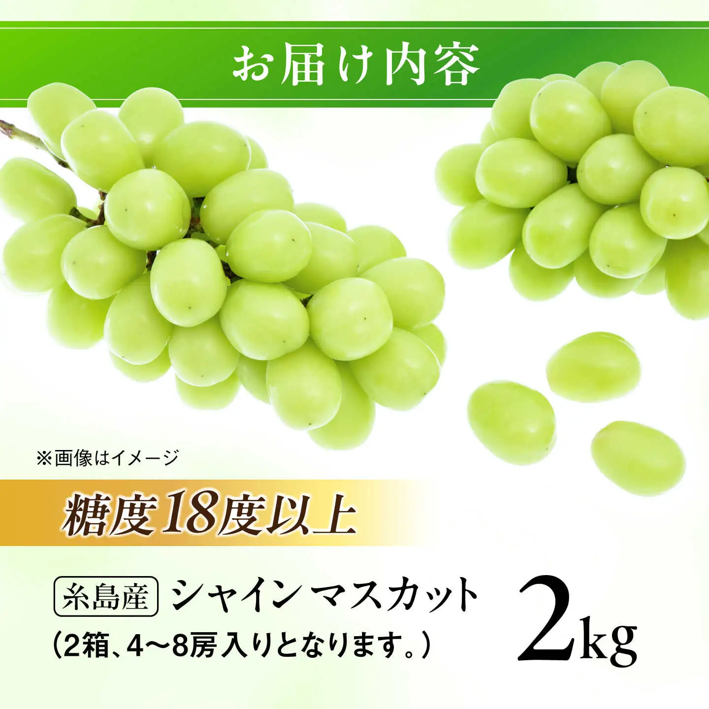 【糖度18度以上】 糸島産 シャインマスカット 2kg  糸島市 / 和饗エコファーム フルーツ 果物 [AVI007]