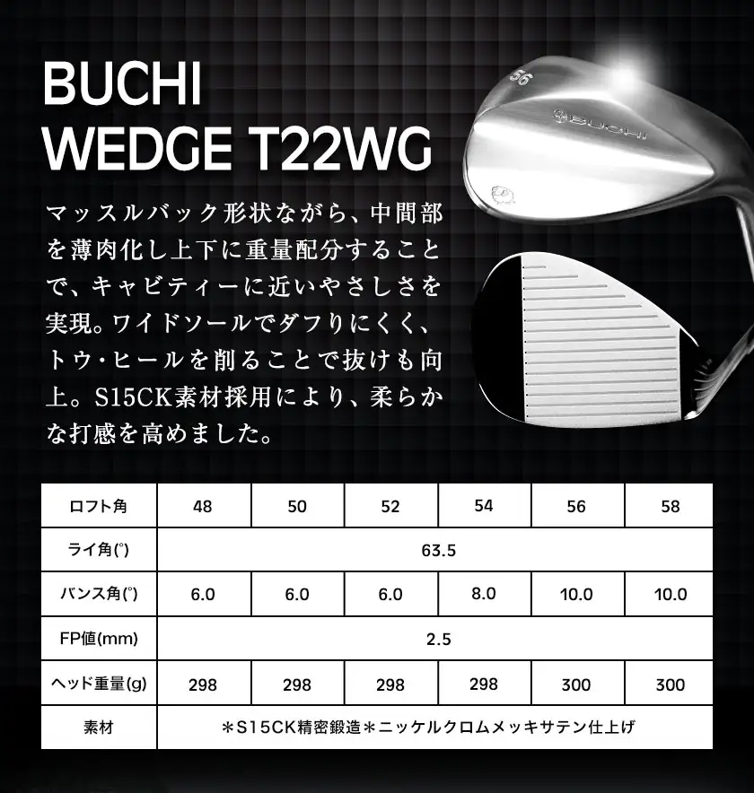 ゴルフ ウェッジ BUCHI WEDGE T22WG 1本