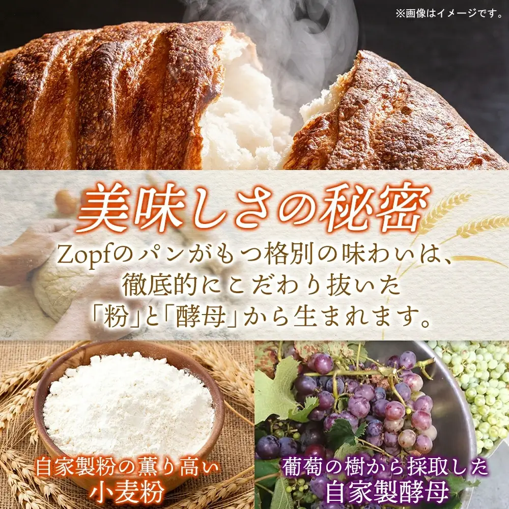 Zopf ツオップ 料理と楽しむ食事パンセット パン 自家製酵母 酵母 全粒粉 こだわり ハードパン ソフトパン 本格パン 菓子パン 食パン バゲットバターロール はちみつ デニッシュ  焼きたて 朝食 ランチ 贈り物 ギフト 千葉県 松戸市