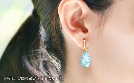 しずくイヤリング「ブルー」花柄 BKCN005 イヤリング