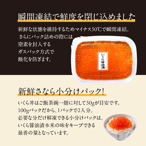 北海道産 いくら 内容量 100g × 2箱 醤油漬け 新鮮 瞬間凍結 ガスパック方式 できたて 色 香り 味 本場 いくら丼 魚卵 海鮮 自然解凍 簡単 夕食 晩ごはん 小分け パック 便利 冷凍 食品 お取り寄せ お取り寄せグルメ 北海道 函館市 送料無料_HD117-030