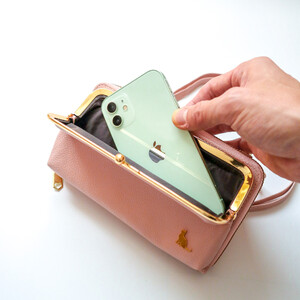 【ピンク】スマホショルダー お財布ショルダー がま口 がま口財布 スマホポーチ スマホポシェット
