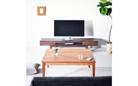 【シンプルモダンな家具のお部屋に】 シャープなデザインのＮＯ１センターテーブル90×90 チェリー ローテーブル 無垢材 国産 大川家具