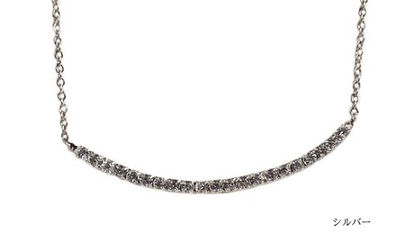 ラウンドラインストーンネックレス(カラー：シルバー)【043-021-2】ネックレス アクセサリー ジュエリー K18GP 上品 ギフト プレゼント ラッピング