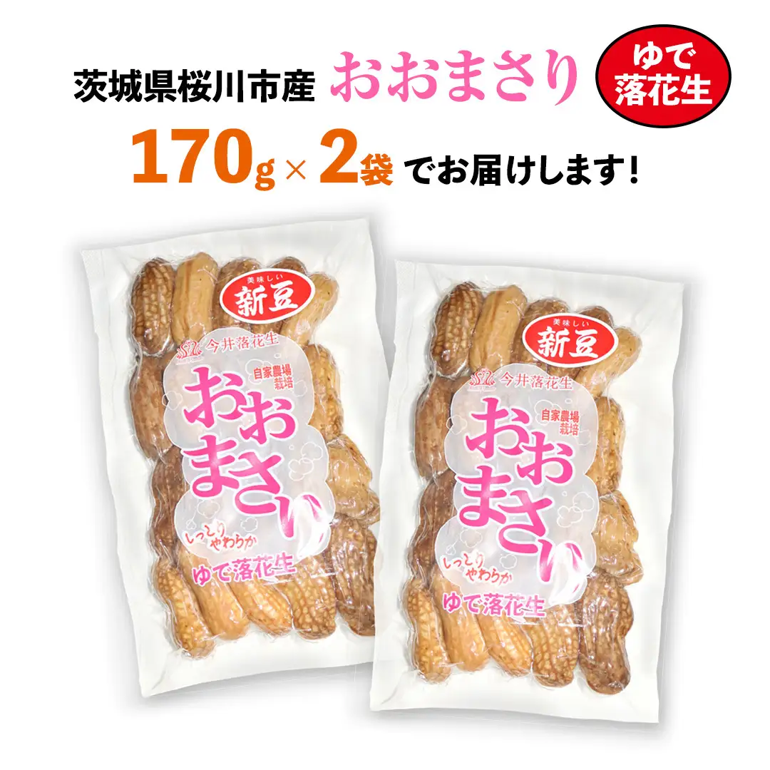 おおまさり ゆで落花生 合計340g (170g×2袋) 【2025年10月中旬から発送開始】 簡易包装 ポスト投函 ご自宅用 ピーナッツ 落花生 おつまみ おやつ お菓子 ナッツ [BB012sa]