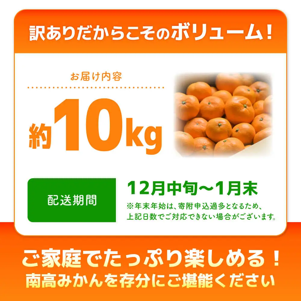 【2026年12月中旬-発送】【訳あり】家庭用 南高みかん 10kg / みかん ミカン 蜜柑 果物 フルーツ / 南島原市 / 南高果樹農業協同組合[SGI002]
