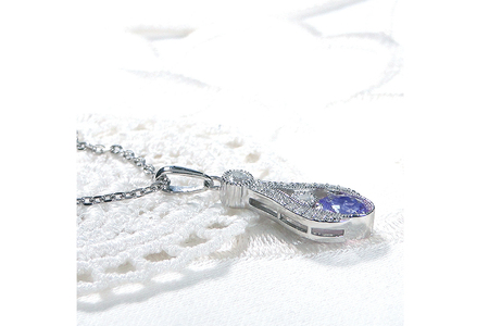ペンダント ネックレス PT900 プラチナ 0.17ct ダイヤモンド タンザナイト しずく つゆ型 ミル アンティーク誕生石 大粒 ジュエリー 【f253-pt-ta】