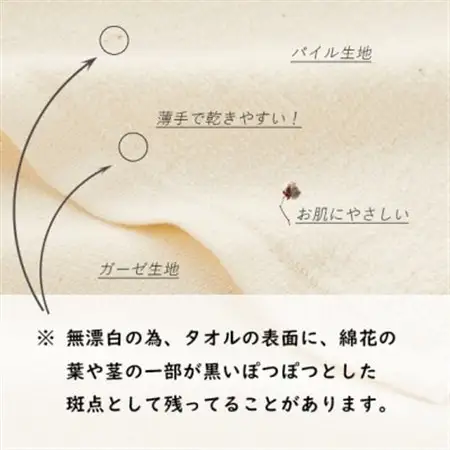 さらり＆ふんわりガーゼパイル フェイスタオル10枚(無漂白エコマーク付 表ガーゼ裏パイル 薄手)【1637374】