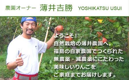 家庭用 有機農薬使用・完全無肥料栽培「サンふじ」葉とらずりんご約3kg（8～12玉） F7X-0874