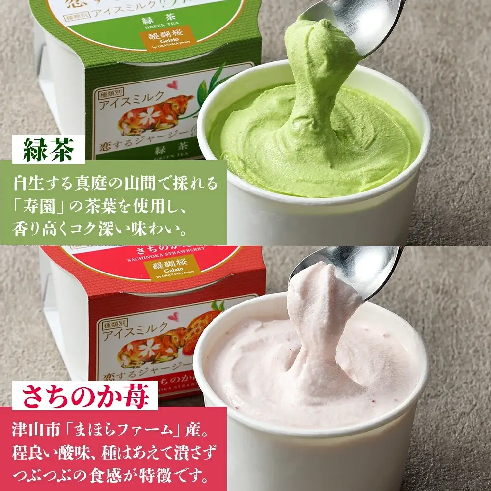 【ジェラート醍醐桜】恋するジャージーPremium3種 （ゴールデンミルク＆緑茶＆さちのか苺）計12個セット / 岡山 真庭 【nhss040-01】