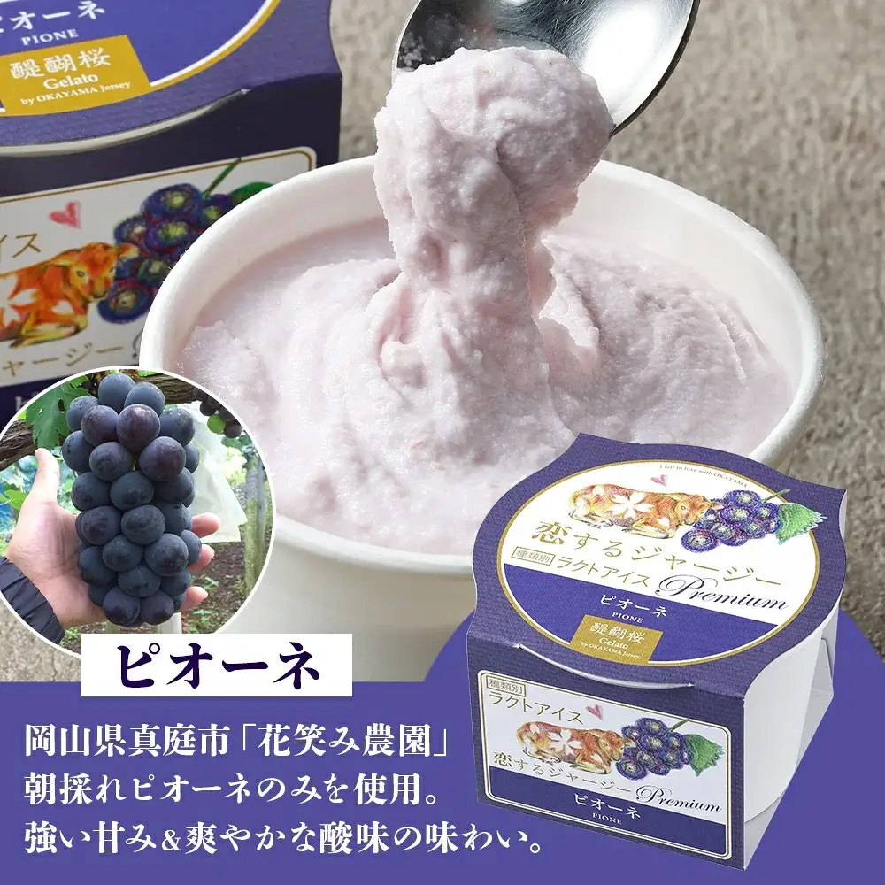 【ジェラート醍醐桜】【熨斗】恋するジャージーPremiumピオーネ6個セット / 岡山 真庭 醍醐桜 極上スイーツ 濃厚 プレゼント 贈答 デザート ギフト ジャージー牛 ミルク ジェラート おやつ ぶどう 子供から大人まで 冷凍 人気 贅沢  【nhss008n-01】