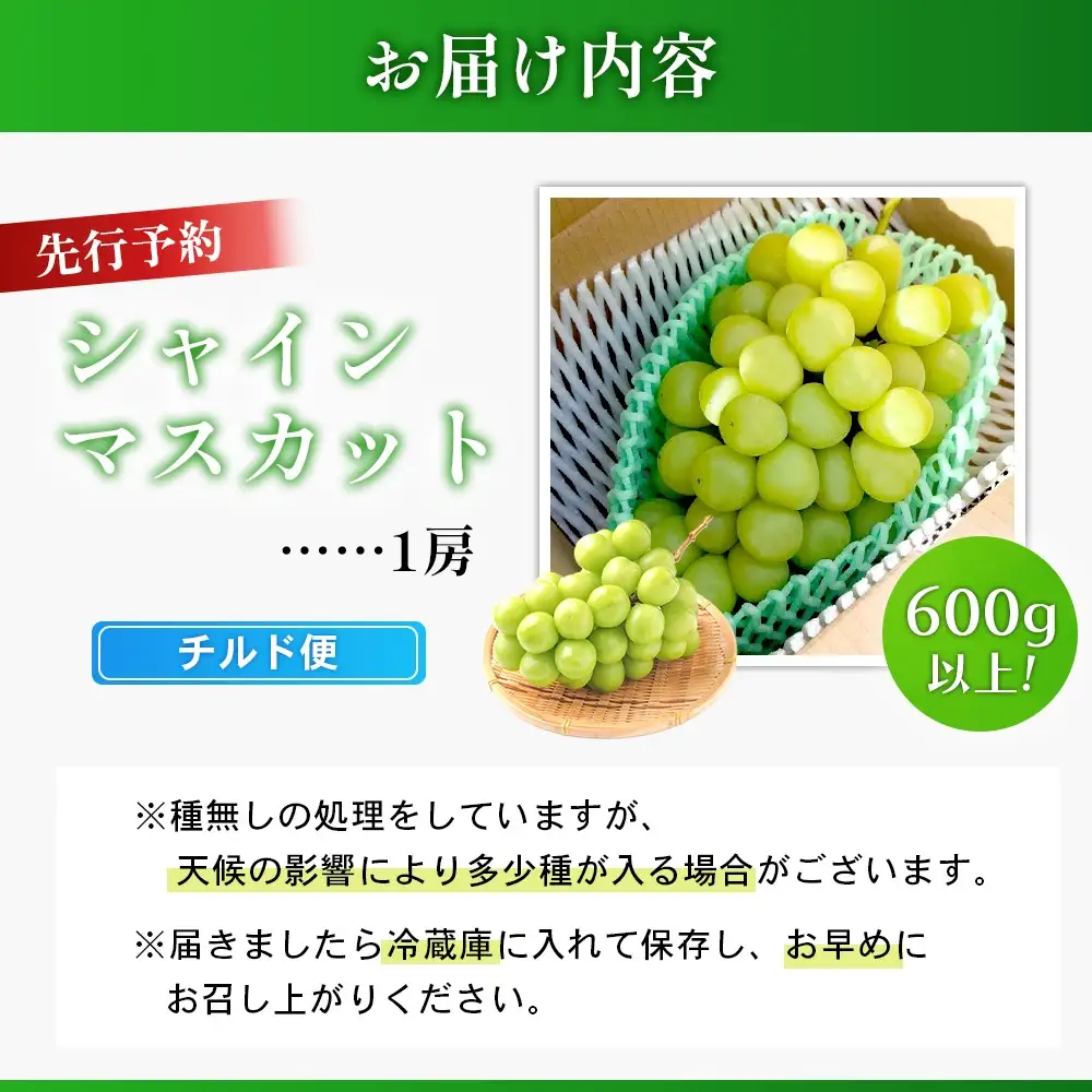 【先行予約】《2026年9月下旬～11月下旬出荷》  宮城県丸森町産 シャインマスカット　1房(1房 600g以上)【48002】
