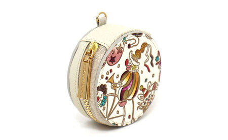 【文庫屋大関】マカロンポーチ ピエロ＜マチネ＞【皮革工芸品】 ポーチ ミニポーチ 小物入れ アクセサリー入れ イヤホン入れ 収納 保管ケース 手のひらサイズ  本革 革 皮革 工芸品 工芸 雑貨 ギフト プレゼント 日本製 東京