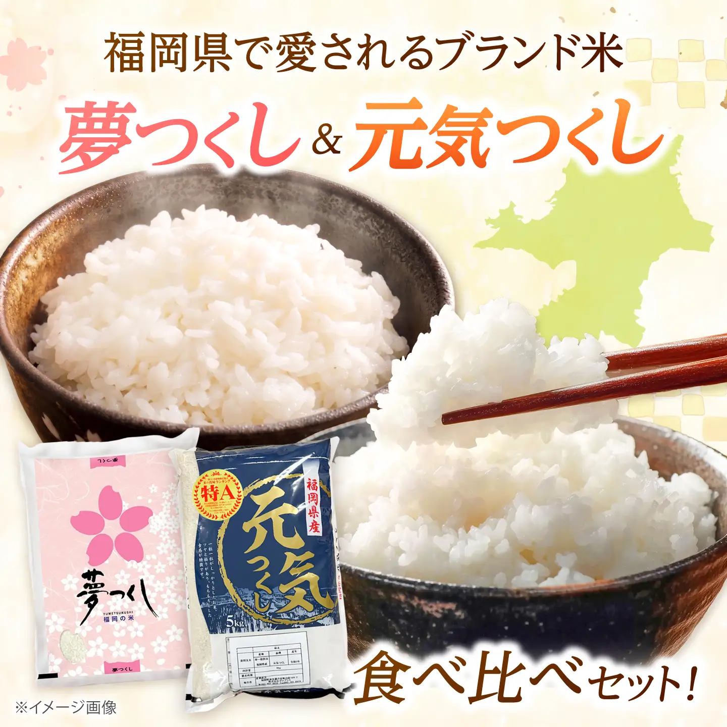 【先行予約】【令和7年産】福岡県産米食べ比べ【無洗米】夢つくしと元気つくしセット 計20kg[BGAA099]白米 食べ比べ 白米 食べ比べ